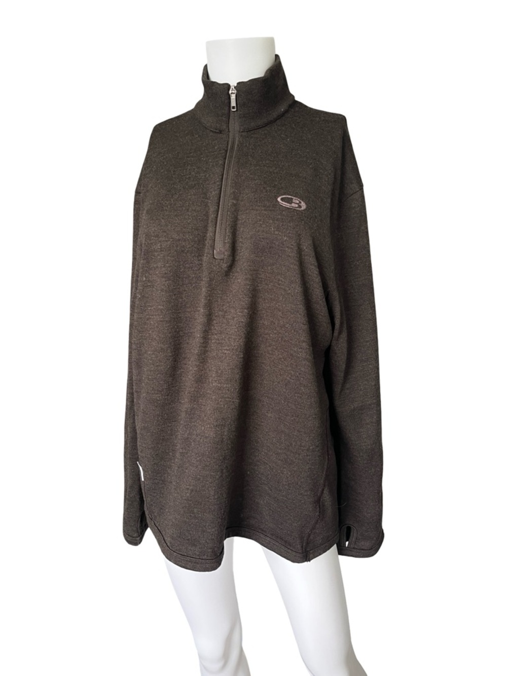 Icebreaker Sport 320 Brown Knit Pullover Merino Wool Mens Size Large